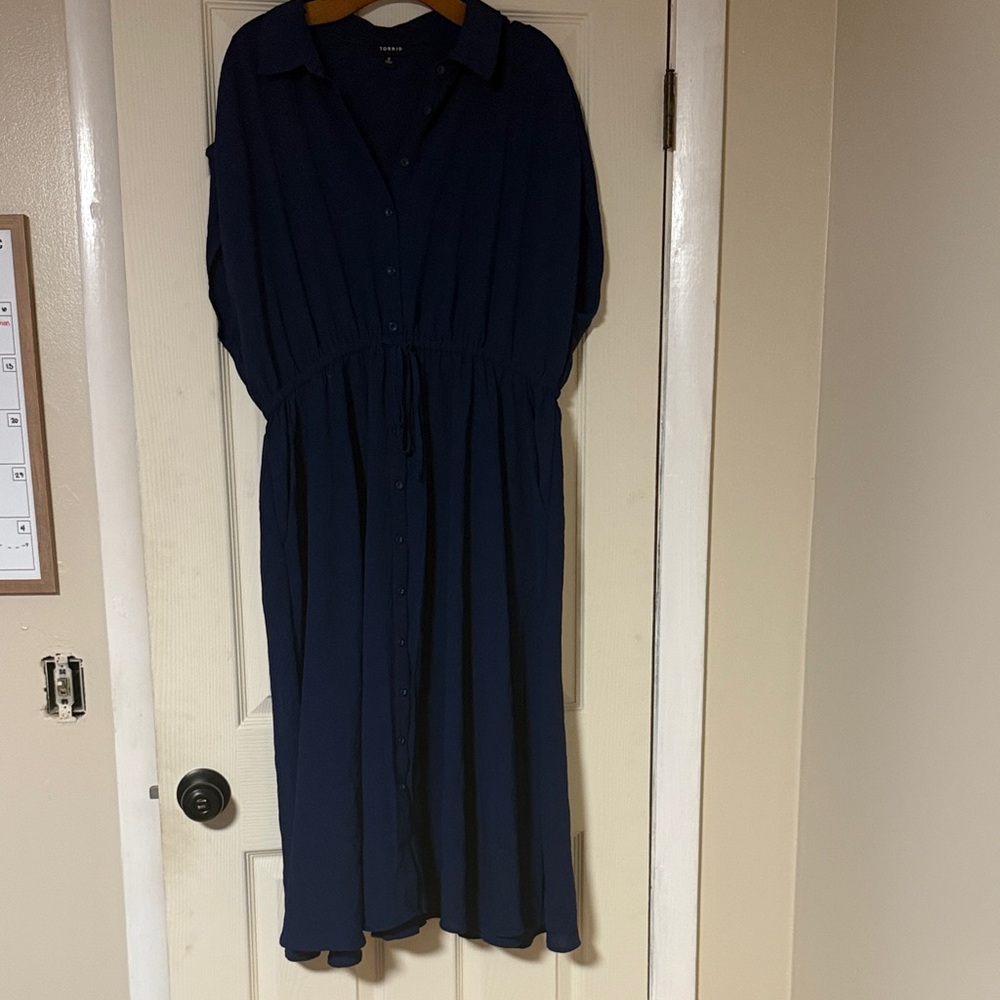 Elegant Navy Long Sleeve Dress